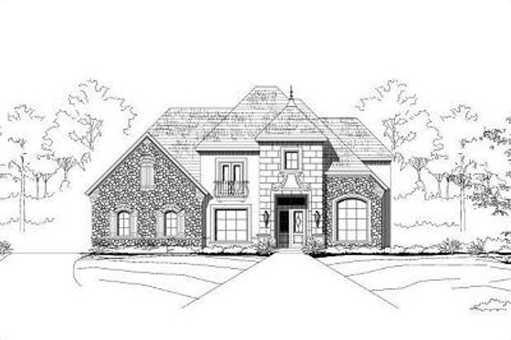 Exterior - Front Elevation for European House Plan #411-364 - 4 bed, 3.5 bath