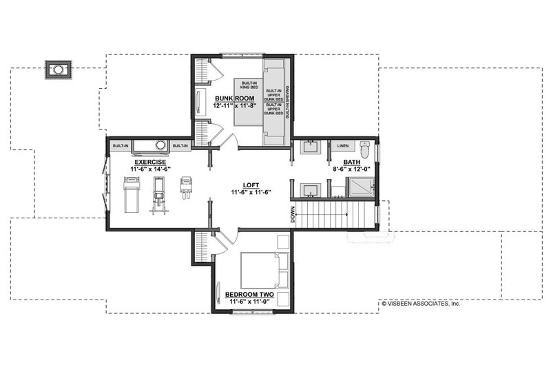 Architectural House Design - Floor Plan - Upper Floor for Farmhouse House Plan #928-344 - 3 bed, 2.5 bath
