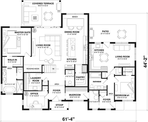House Blueprint - Ranch Floor Plan - Main Floor Plan #23-2837