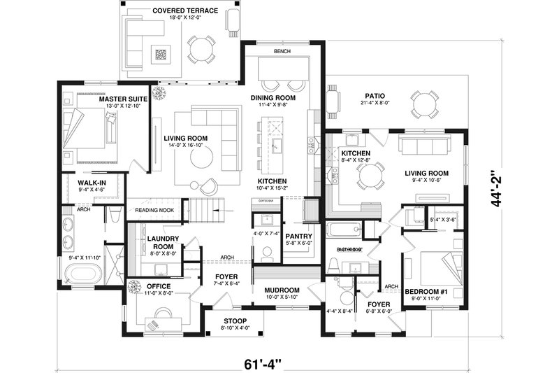 Dream House Plan - Floor Plan - Main Floor for Ranch House Plan #23-2837 - 4 bed, 3 bath
