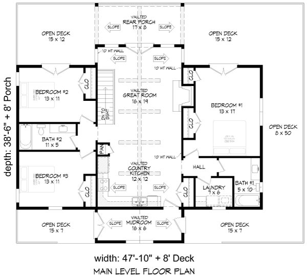 House Blueprint - Country Floor Plan - Main Floor Plan #932-1298