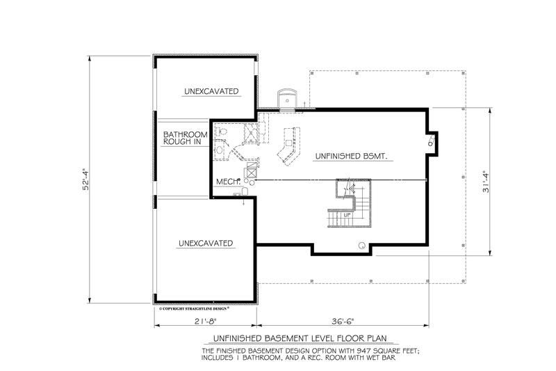 Dream House Plan - Floor Plan - Lower Floor for Farmhouse House Plan #1122-1 - 3 bed, 2.5 bath