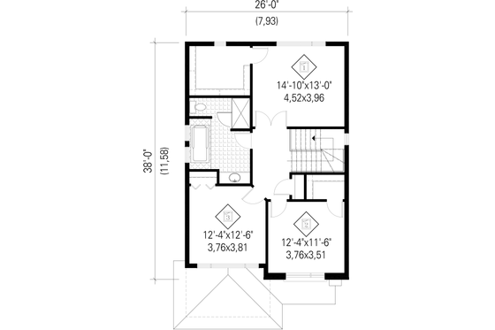 Floor Plan - Upper Floor for Contemporary House Plan #25-4288 - 3 bed, 1 bath