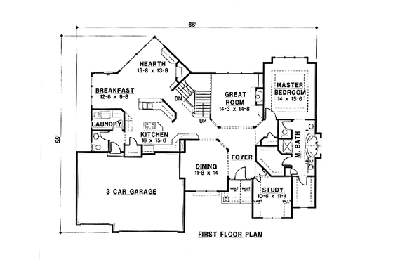 Floor Plan - Main Floor for Modern House Plan #67-157 - 4 bed, 4 bath
