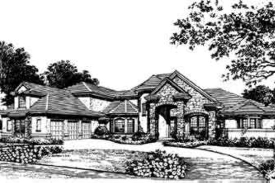 Exterior - Front Elevation for European House Plan #135-117 - 4 bed, 4 bath