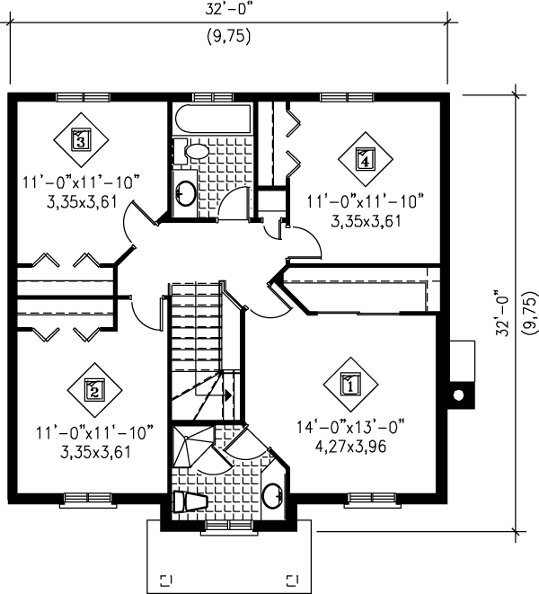 Colonial Floor Plan - Upper Floor Plan #25-226