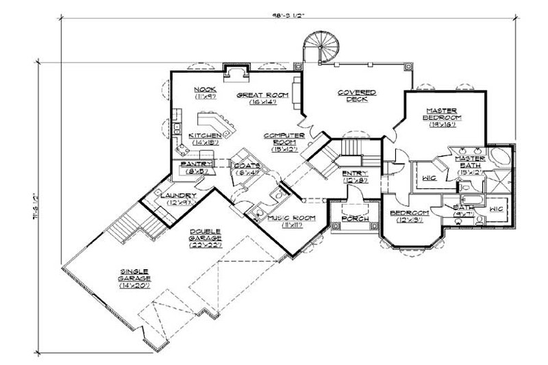 Dream House Plan - Floor Plan - Main Floor for Mediterranean House Plan #5-357 - 5 bed, 4.5 bath