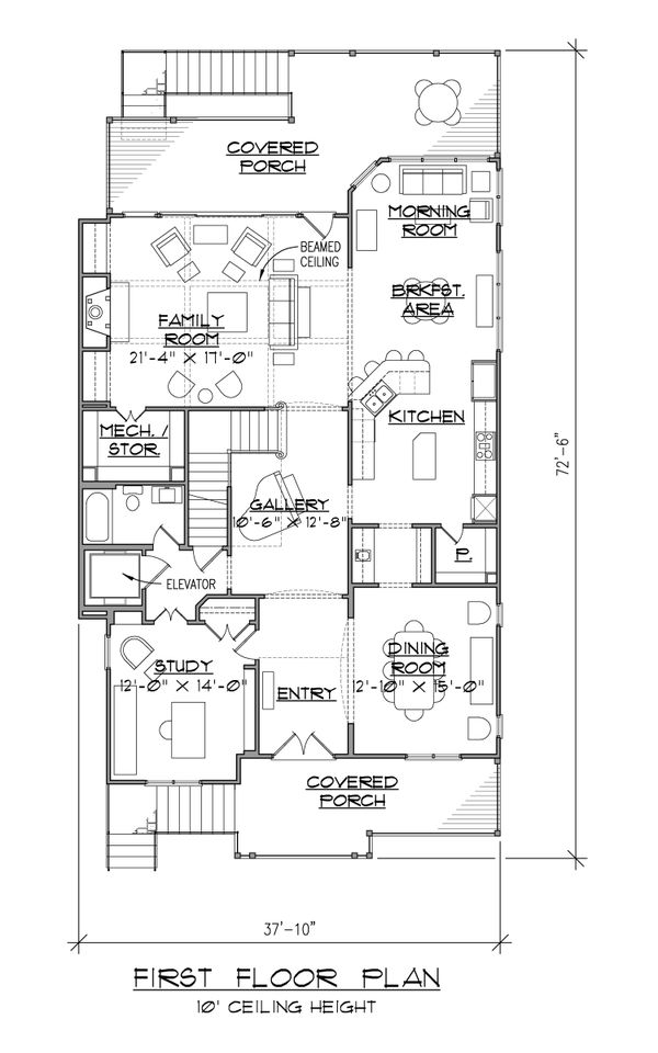 House Plan Design - European Floor Plan - Main Floor Plan #1054-42