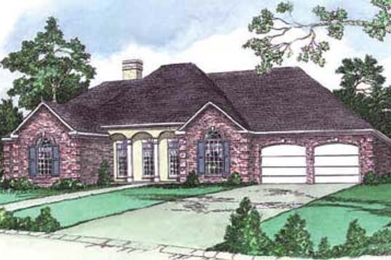 Exterior - Front Elevation for European House Plan #16-156 - 4 bed, 2 bath