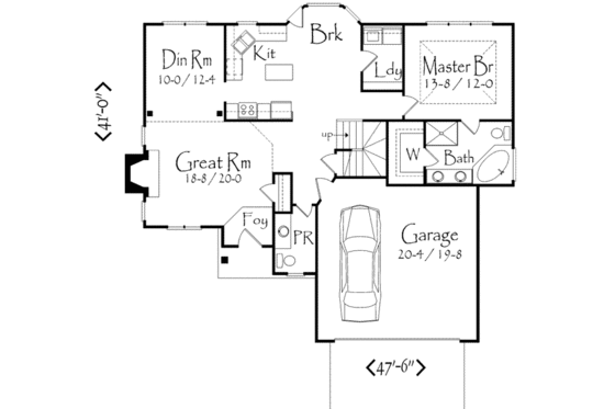 Floor Plan - Main Floor for Traditional House Plan #71-106 - 3 bed, 2.5 bath