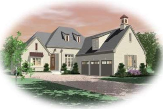 Exterior - Front Elevation for Colonial House Plan #81-1615 - 3 bed, 4 bath