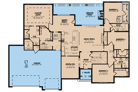 Floor Plan - Main Floor for Traditional House Plan #923-64 - 5 bed, 4 bath