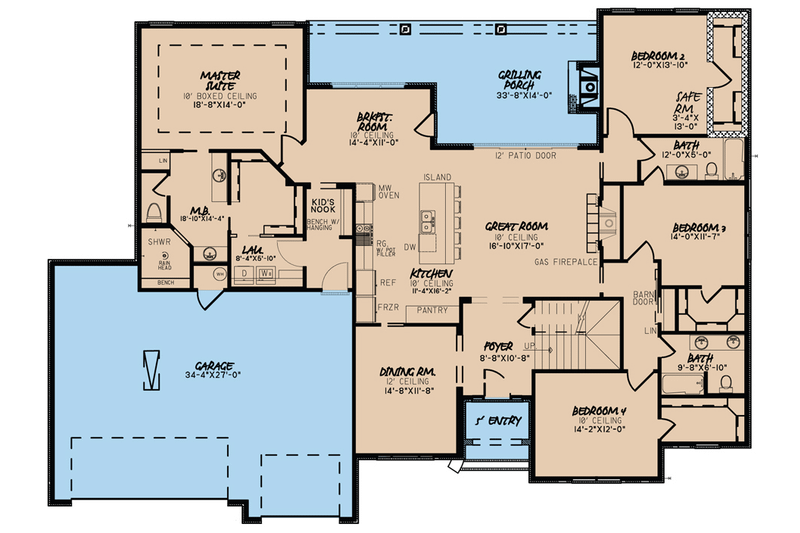 Architectural House Design - Floor Plan - Main Floor for Traditional House Plan #923-64 - 5 bed, 4 bath