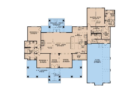 Floor Plan - Main Floor for Farmhouse House Plan #923-395 - 3 bed, 2.5 bath