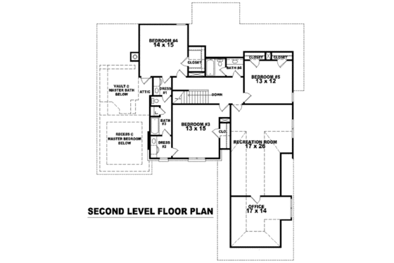 Floor Plan - Upper Floor for European House Plan #81-1169 - 5 bed, 4 bath