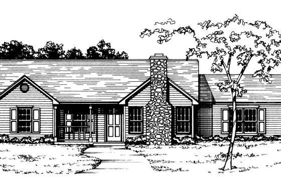 Exterior - Front Elevation 3 for Ranch House Plan #30-119 - 3 bed, 2 bath