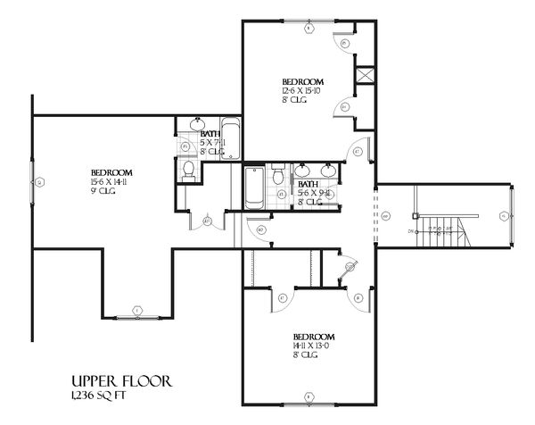 Craftsman Floor Plan - Upper Floor Plan #901-78