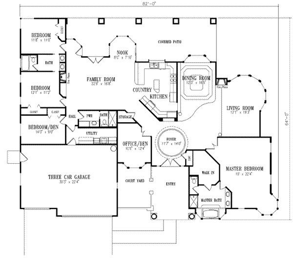 Adobe / Southwestern Floor Plan - Main Floor Plan #1-754