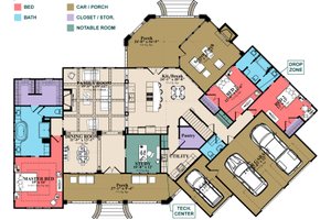 Floor Plan - Main Floor for European House Plan #63-408 - 3 bed, 3 bath