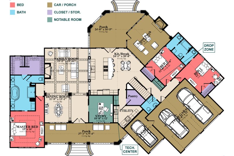 Home Plan - Floor Plan - Main Floor for European House Plan #63-408 - 3 bed, 3 bath