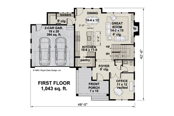 Floor Plan - Main Floor for Farmhouse House Plan #51-1200 - 3 bed, 2.5 bath