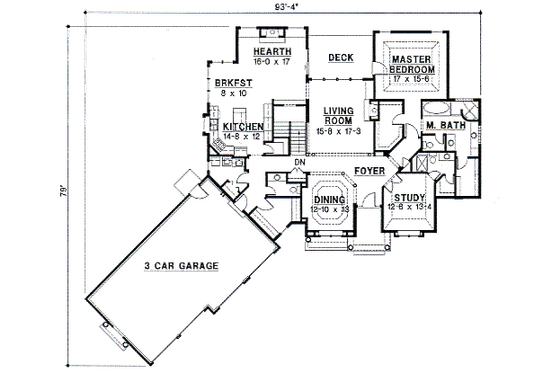 Floor Plan - Main Floor for Traditional House Plan #67-387 - 4 bed, 6 bath