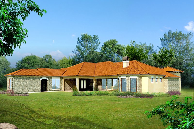 Architectural House Design - Exterior - Rear Elevation for Mediterranean House Plan #80-213 - 5 bed, 5 bath