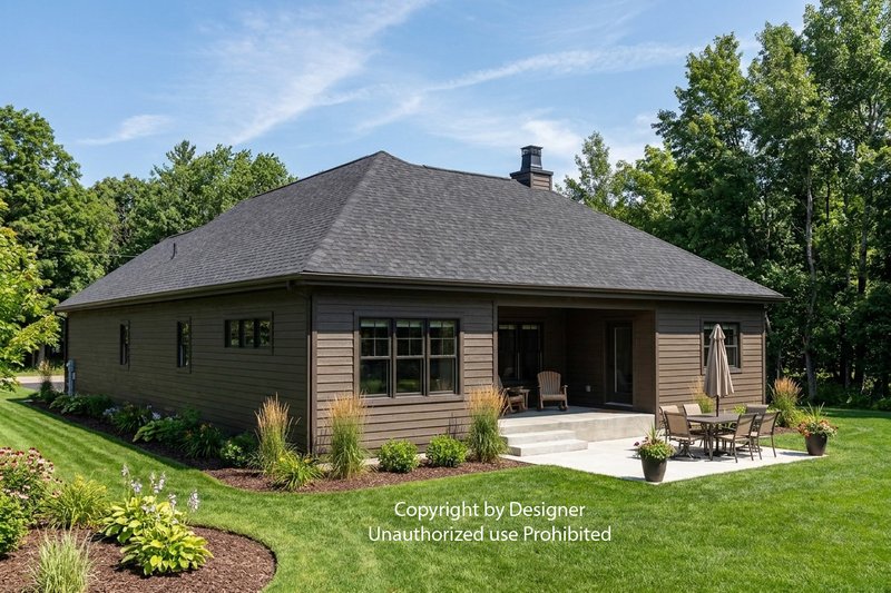 House Blueprint - Exterior - Rear Elevation 1 for Craftsman House Plan #51-1533 - 3 bed, 2.5 bath
