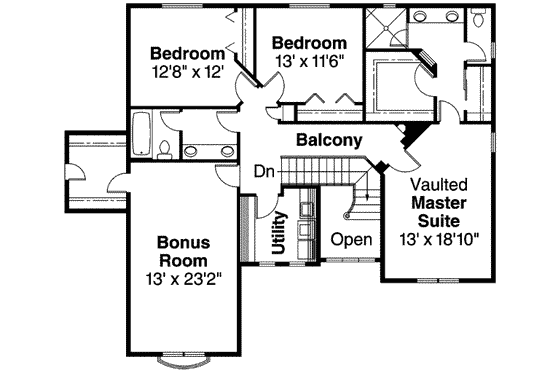 Floor Plan - Upper Floor for European House Plan #124-562 - 3 bed, 3 bath