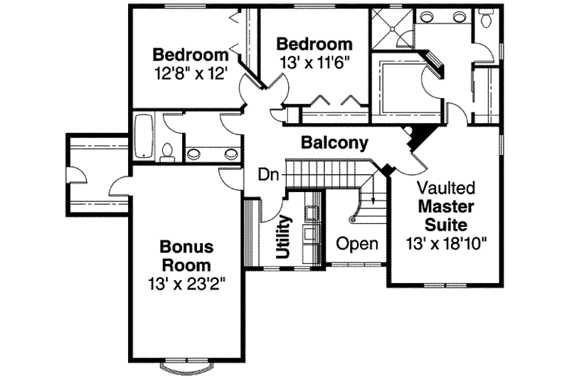 Home Plan - Floor Plan - Upper Floor for European House Plan #124-562 - 3 bed, 3 bath