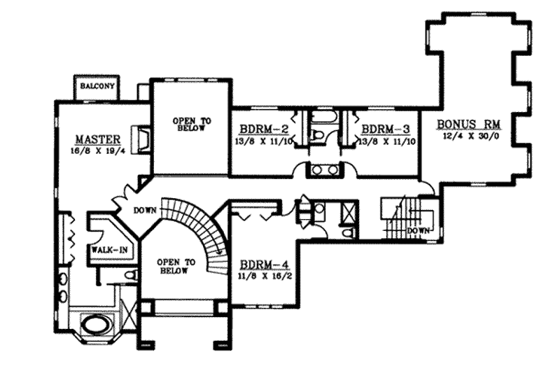 Home Plan - Floor Plan - Upper Floor for European House Plan #97-212 - 4 bed, 4.5 bath