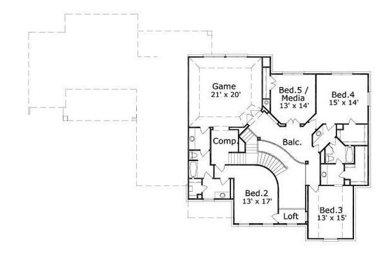 Floor Plan - Upper Floor for European House Plan #411-759 - 5 bed, 3.5 bath