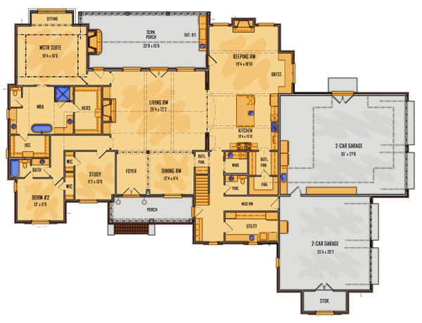 Dream House Plan - European Floor Plan - Main Floor Plan #1081-35