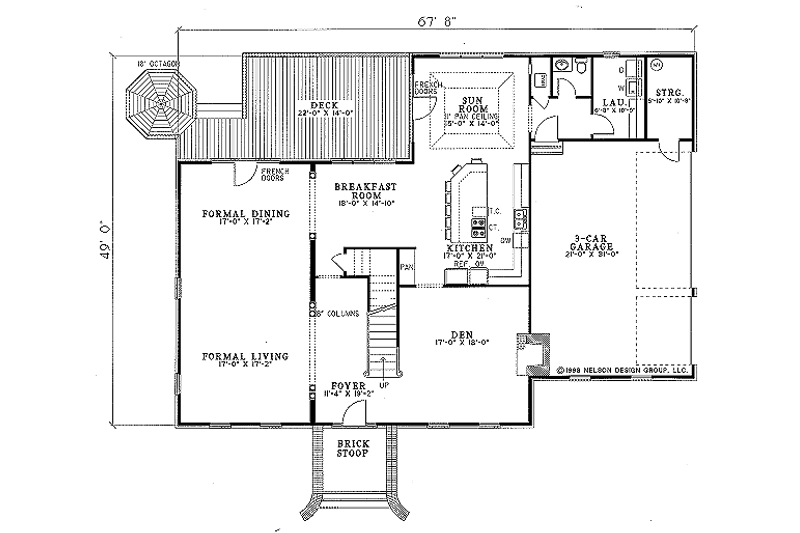 House Blueprint - Floor Plan - Main Floor for Colonial House Plan #17-278 - 4 bed, 2.5 bath