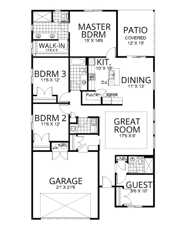 House Blueprint - Craftsman Floor Plan - Main Floor Plan #112-309