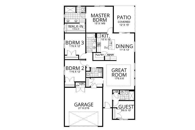 House Blueprint - Floor Plan - Main Floor for Craftsman House Plan #112-309 - 4 bed, 3 bath