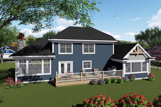 Exterior - Rear Elevation for Craftsman House Plan #70-1428 - 4 bed, 2.5 bath