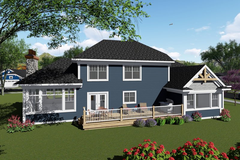Architectural House Design - Exterior - Rear Elevation for Craftsman House Plan #70-1428 - 4 bed, 2.5 bath