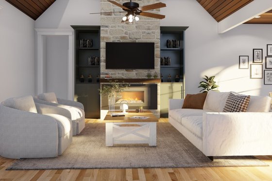 Interior - Family Room for European House Plan #17-2483 - 3 bed, 2 bath