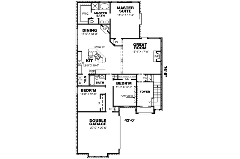 Architectural House Design - Floor Plan - Main Floor for European House Plan #34-191 - 4 bed, 3 bath