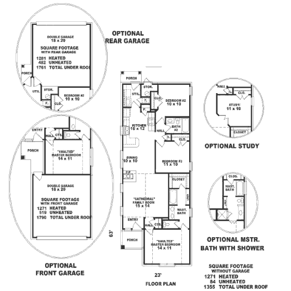 Floor Plan - Main Floor for European House Plan #81-163 - 3 bed, 2 bath
