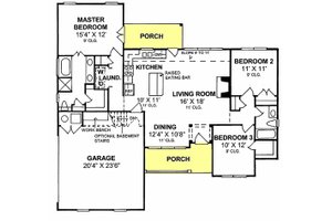 Traditional style house plan, main level floor plan