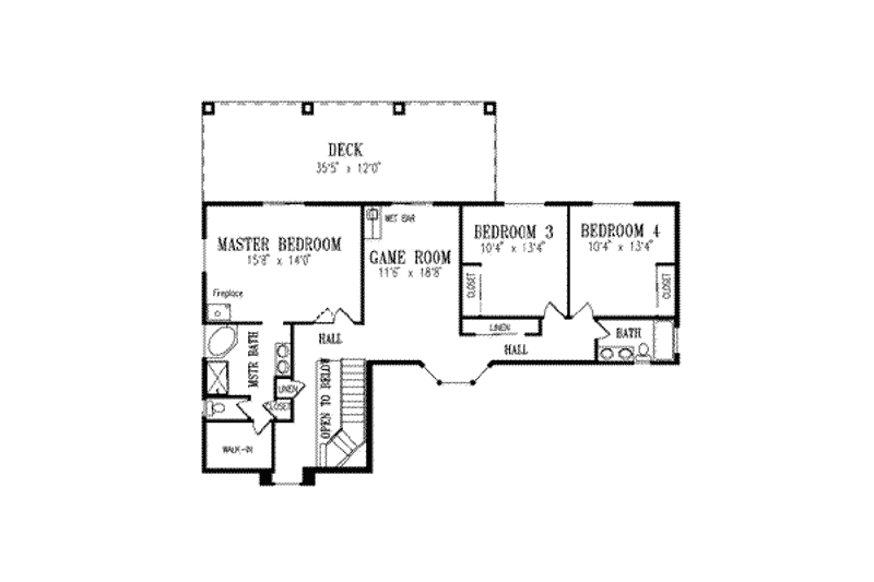 Dream House Plan - Floor Plan - Upper Floor for Mediterranean House Plan #1-703 - 4 bed, 3.5 bath