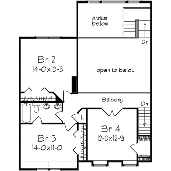 Traditional Floor Plan - Upper Floor Plan #57-124