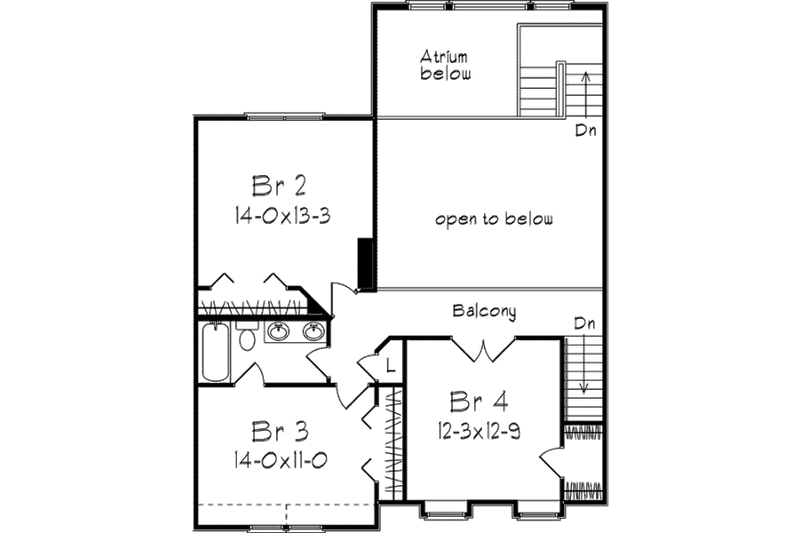 Architectural House Design - Floor Plan - Upper Floor for Traditional House Plan #57-124 - 4 bed, 2.5 bath