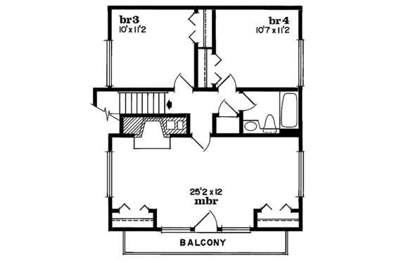 Floor Plan - Upper Floor for Cottage House Plan #47-108 - 4 bed, 2 bath