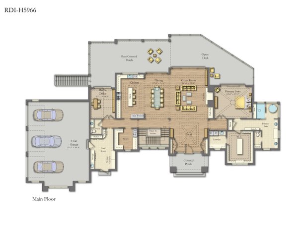Home Plan - Floor Plan - Main Floor for Modern House Plan #1057-50 - 4 bed, 4.5 bath