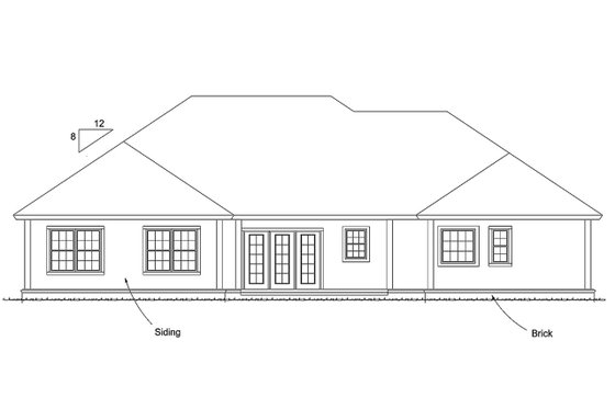 Exterior - Rear Elevation for Ranch House Plan #513-2170 - 4 bed, 2.5 bath