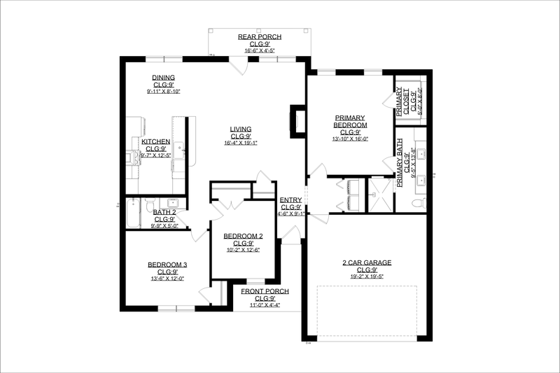 Dream House Plan - Floor Plan - Main Floor for Traditional House Plan #1127-13 - 3 bed, 2 bath