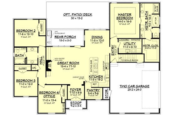Floor Plan - Main Floor for European House Plan #430-137 - 4 bed, 2 bath